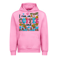 Fuchsia Pink i run on coffee and sarcasm Urban Hoodie - Zillion Design Studio