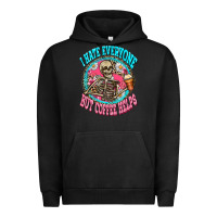 Pigment Black i hate everyone but coffee helps Urban Hoodie - Zillion Design Studio