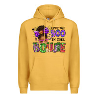 Mustard I Put The Boo In The Boujie Messy Bun Premium Hoodie - texasbilliewilder