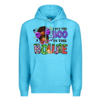Ocean Blue I Put The Boo In The Boujie Messy Bun Premium Hoodie - texasbilliewilder