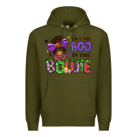 Army Green I Put The Boo In The Boujie Messy Bun Premium Hoodie - texasbilliewilder