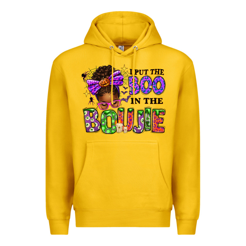 I Put The Boo In The Boujie Messy Bun Premium Hoodie by texasbilliewilder | Teevron