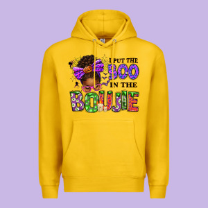 I Put The Boo In The Boujie Messy Bun Premium Hoodie Designed By Texasbilliewilder