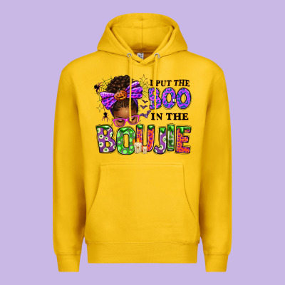 I Put The Boo In The Boujie Messy Bun Premium Hoodie Designed By Texasbilliewilder