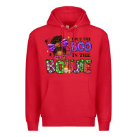 Red I Put The Boo In The Boujie Messy Bun Premium Hoodie - texasbilliewilder