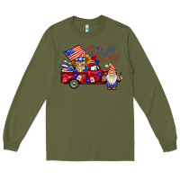 Army Green american gnomies truck Long Sleeve Tee - BarkalooDesign