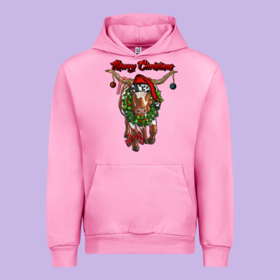 Merry Christmas Longhorn Cow Urban Hoodie Designed By Ranaportraitstore