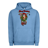 Pigment Pebble Blue merry christmas longhorn cow Urban Hoodie - RanaPortraitStore