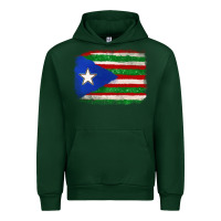 Forest Green Mexico and Puerto Rico Flag Urban Hoodie - texasbilliewilder