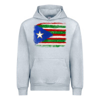 Heather Grey Mexico and Puerto Rico Flag Urban Hoodie - texasbilliewilder