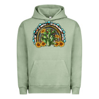 Pigment Oil Green western rainbow with cactus Urban Hoodie - RanaPortraitStore