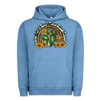 Pigment Pebble Blue western rainbow with cactus Urban Hoodie - RanaPortraitStore