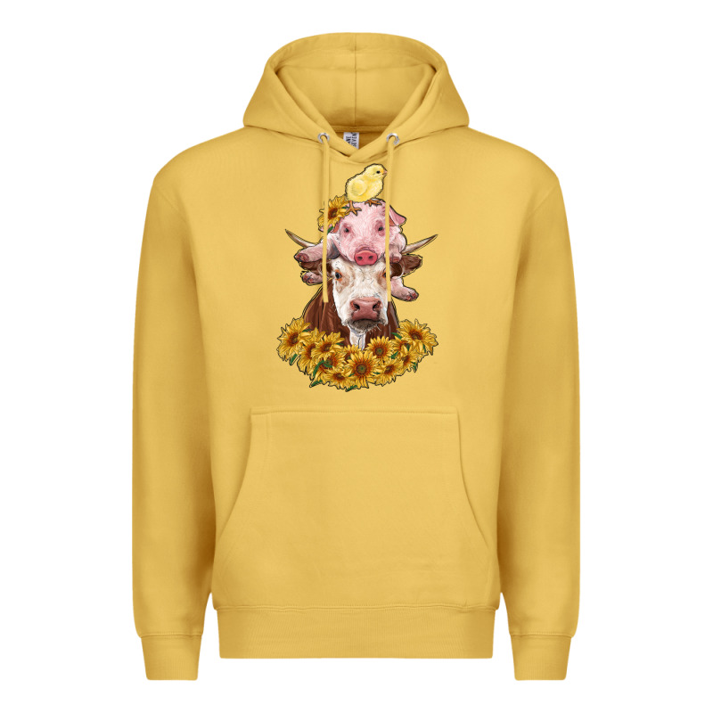 Cow With Pig And Chick Premium Hoodie by RanaPortraitStore | Teevron