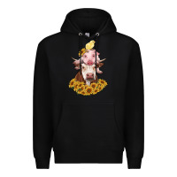 Black cow with pig and chick Premium Hoodie - RanaPortraitStore