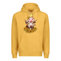 Mustard cow with pig and chick Premium Hoodie - RanaPortraitStore