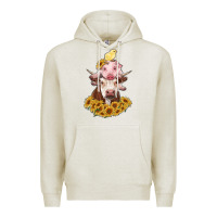 Oatmeal Heather cow with pig and chick Premium Hoodie - RanaPortraitStore