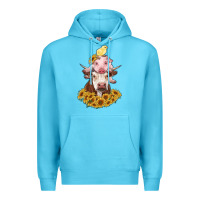 Ocean Blue cow with pig and chick Premium Hoodie - RanaPortraitStore