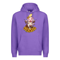 Purple cow with pig and chick Premium Hoodie - RanaPortraitStore