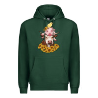 Sports Green cow with pig and chick Premium Hoodie - RanaPortraitStore