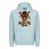 Blue Mist Auntie Claus Afro Messy Bun Premium Hoodie - texasbilliewilder