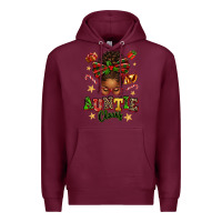 Burgundy Auntie Claus Afro Messy Bun Premium Hoodie - texasbilliewilder