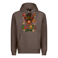 Coffee Auntie Claus Afro Messy Bun Premium Hoodie - texasbilliewilder