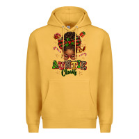 Mustard Auntie Claus Afro Messy Bun Premium Hoodie - texasbilliewilder