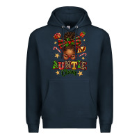 Navy Auntie Claus Afro Messy Bun Premium Hoodie - texasbilliewilder