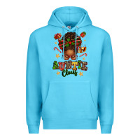 Ocean Blue Auntie Claus Afro Messy Bun Premium Hoodie - texasbilliewilder