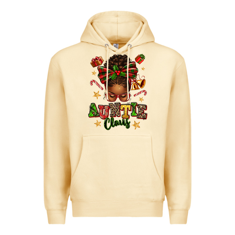 Auntie Claus Afro Messy Bun Premium Hoodie by texasbilliewilder | Teevron