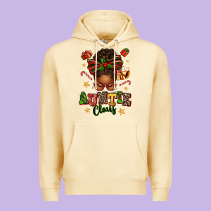 Auntie Claus Afro Messy Bun Premium Hoodie Designed By Texasbilliewilder