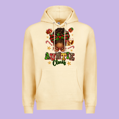 Auntie Claus Afro Messy Bun Premium Hoodie Designed By Texasbilliewilder