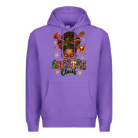 Purple Auntie Claus Afro Messy Bun Premium Hoodie - texasbilliewilder
