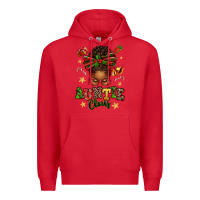 Red Auntie Claus Afro Messy Bun Premium Hoodie - texasbilliewilder