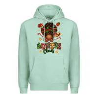 Seafoam Auntie Claus Afro Messy Bun Premium Hoodie - texasbilliewilder