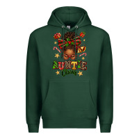 Sports Green Auntie Claus Afro Messy Bun Premium Hoodie - texasbilliewilder