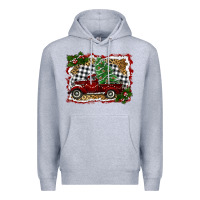Heather Grey christmas truck with tree Premium Hoodie - RanaPortraitStore