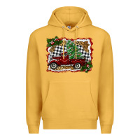 Mustard christmas truck with tree Premium Hoodie - RanaPortraitStore