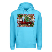 Ocean Blue christmas truck with tree Premium Hoodie - RanaPortraitStore