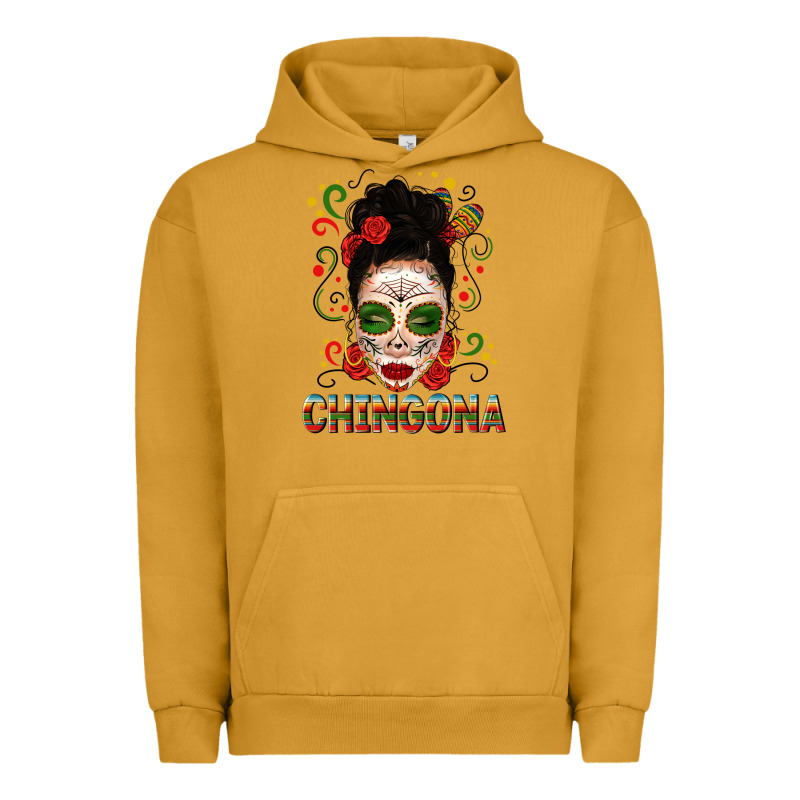Mexicana Skull Girl Messy Bun Urban Hoodie by texasbilliewilder | Teevron