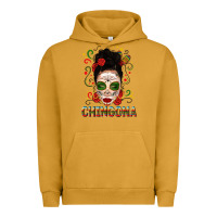 Pigment Peanut Butter Mexicana Skull Girl Messy Bun Urban Hoodie - texasbilliewilder