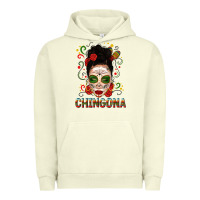 Pigment Pistachio Mexicana Skull Girl Messy Bun Urban Hoodie - texasbilliewilder