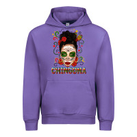 Tulip Mexicana Skull Girl Messy Bun Urban Hoodie - texasbilliewilder