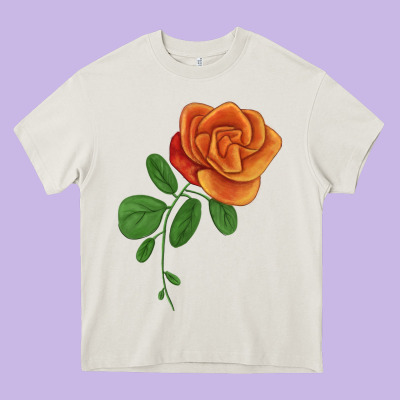 Burst Of Joy Rose Heavy Core Tee Designed By Lillyallendesigns