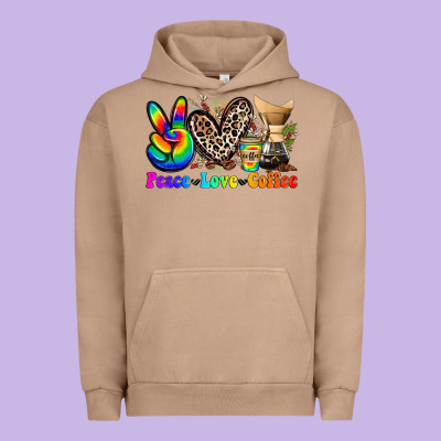 Peace Love  Coffee Urban Hoodie Designed By Zillion Design Studio