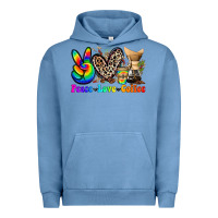 Pigment Pebble Blue peace love  coffee Urban Hoodie - Zillion Design Studio