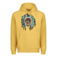 Antique Gold indian headdress with native american skull Premium Hoodie - RanaPortraitStore
