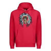 Cardinal indian headdress with native american skull Premium Hoodie - RanaPortraitStore
