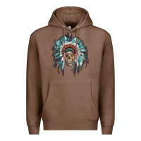 Chestnut indian headdress with native american skull Premium Hoodie - RanaPortraitStore
