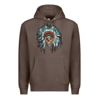 Coffee indian headdress with native american skull Premium Hoodie - RanaPortraitStore